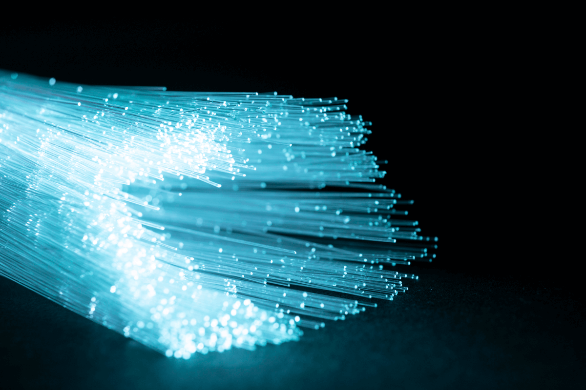 Blue fiber optic cables