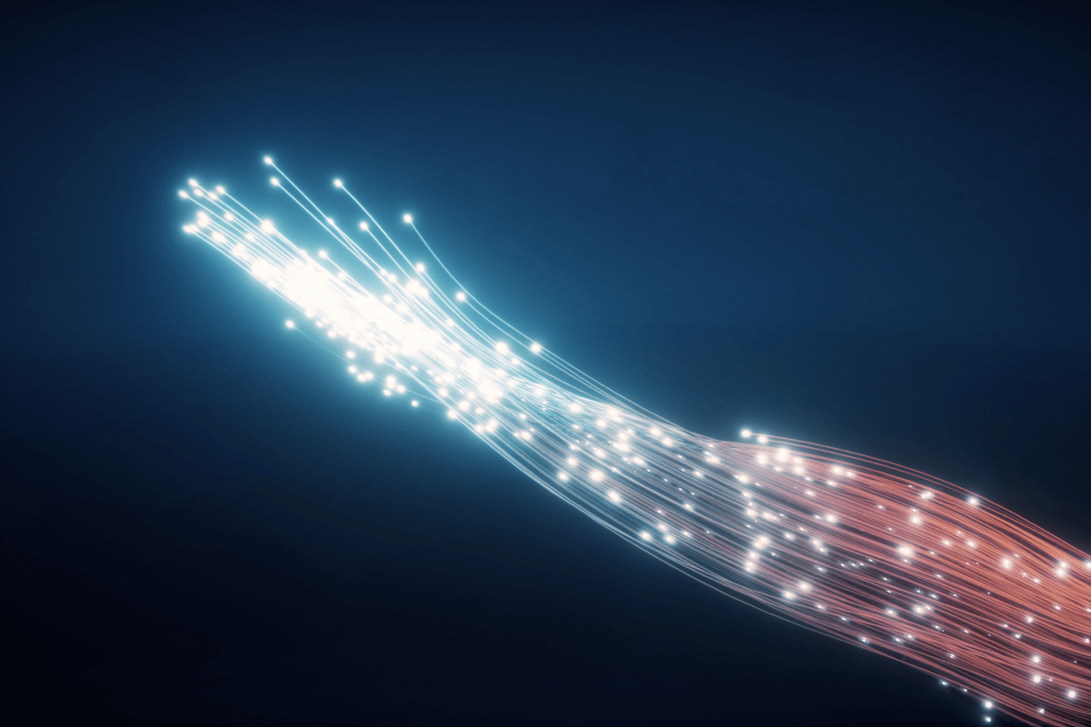 Red and white fiber optic cables